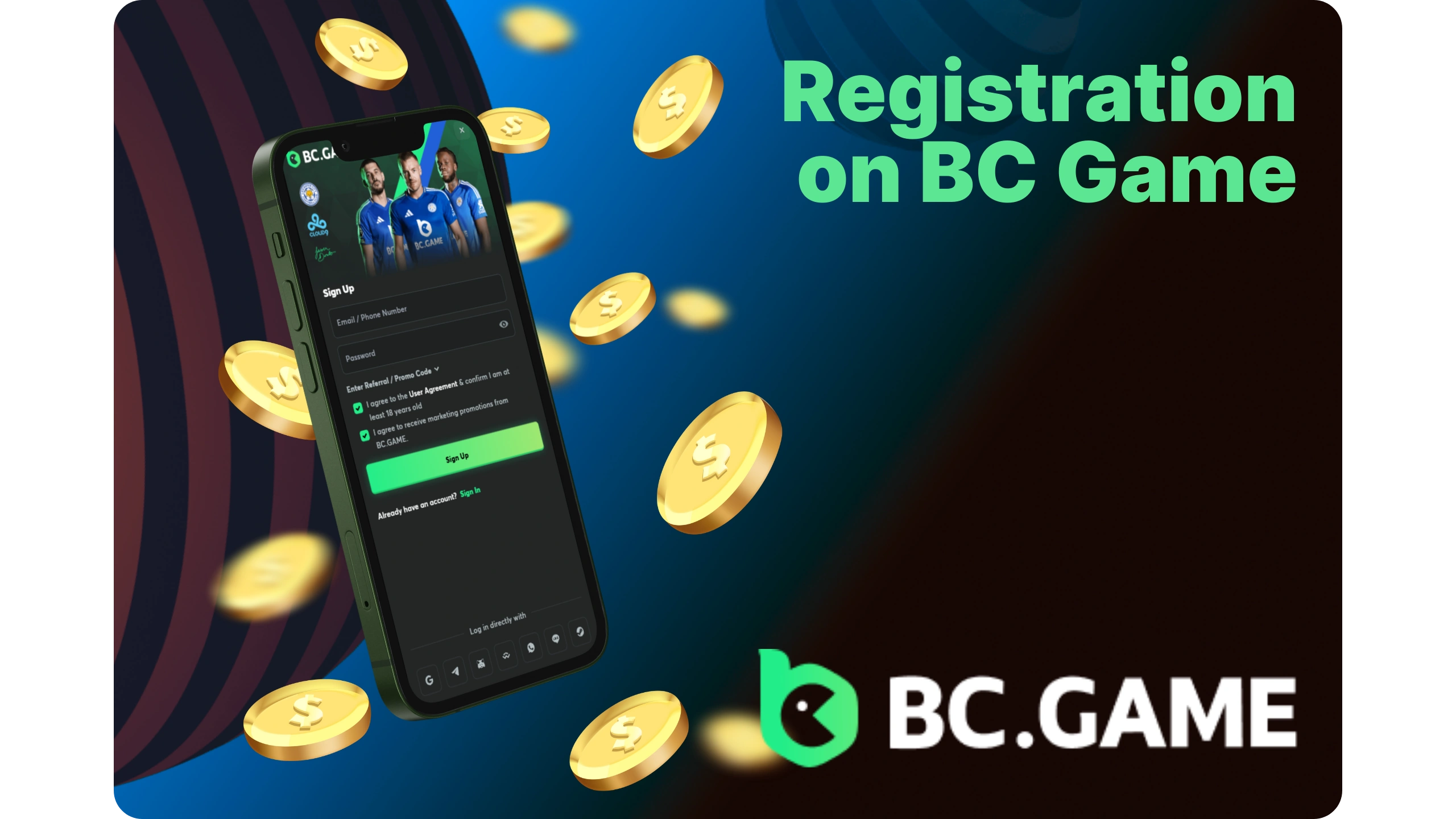 Registration on BC Game